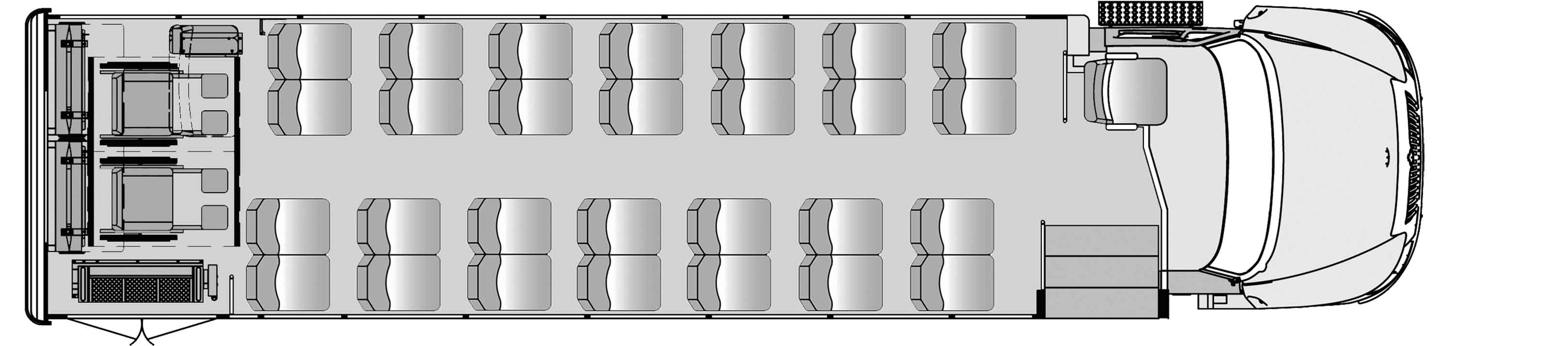 28 Passenger 2 Wheelchair With Flip And Foldaway Seats Plus Driver Floorplan Image